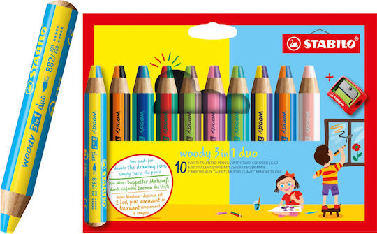 Stabilo Woody 3in1 Crayons 10 Pcs Sharpener 880/10-2