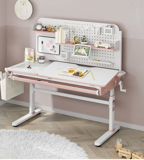 Genius Kids Desk Made of Melamine Pink 120x60x54-76cm