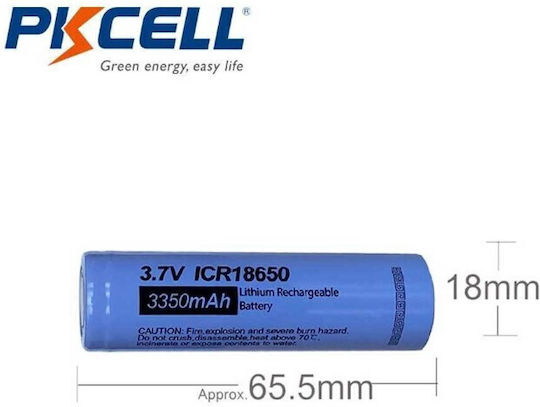 Pkcell Rechargable Battery 18650 Li-ion 3350mAh 3.7V 1pcs