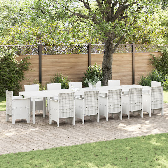 Τραπέζι Εξωτερικού Χώρου Rattan Λευκό 400x100x73εκ.