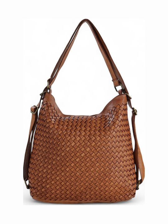 Damen Rucksack aus Leder in Tabakbraun