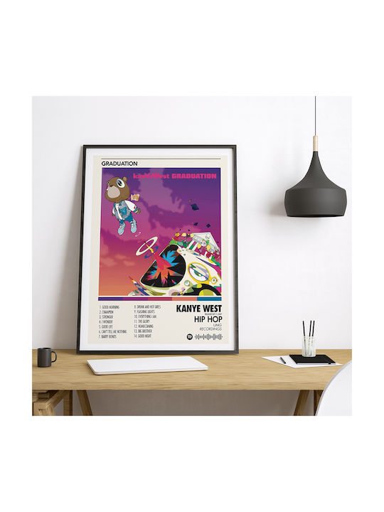Music Poster Kanye West Graduation Ms071 21cm X 30cm Black Wooden Frame