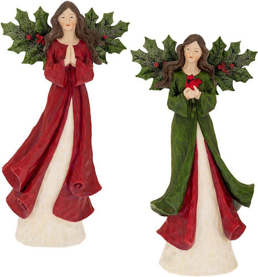 Iliadis Set of 2 Red Green Polyresin Fairy Green Wings 16.5x11.5x30cm