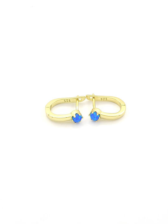 Silver Union Earrings Hoops made of Silver Gold Plated with Stones