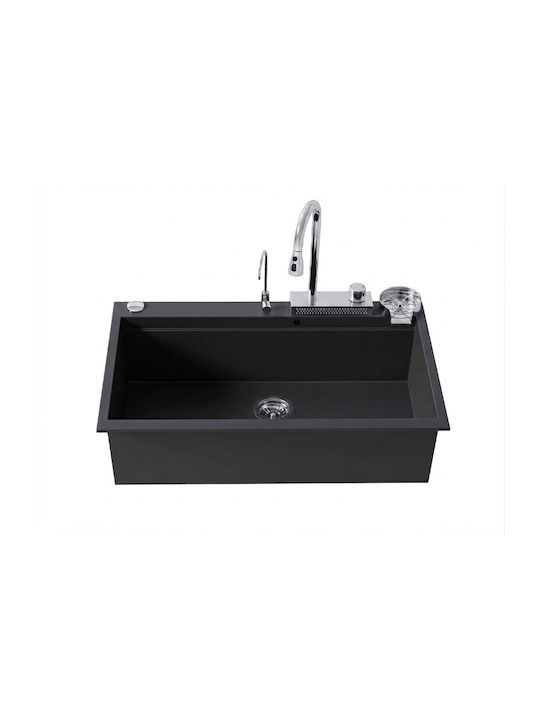 Sanitec Ultra Granite Ένθετος Νεροχύτης Inox Μ79xΠ50cm Μαύρος