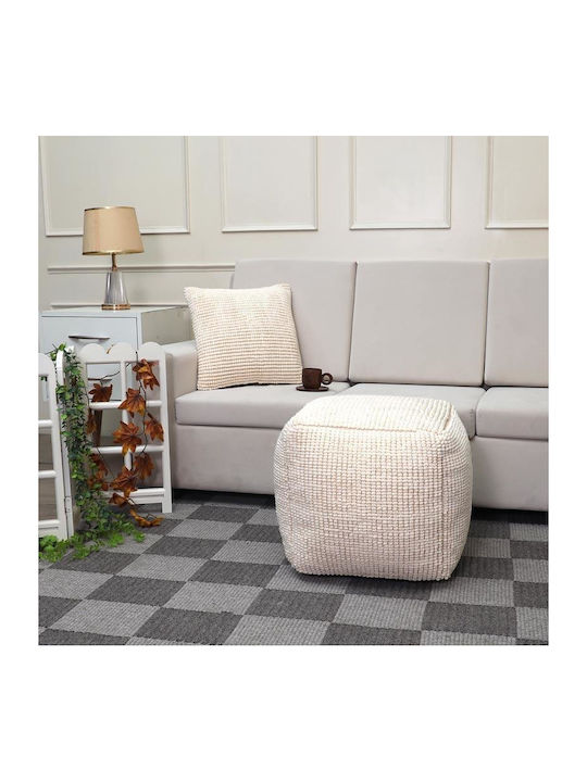 Bean Bag Chair Multifunctional Waterproof Ivory Stool 45x45x45cm