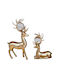 Abstract Art Decorative Sculpture Riniti Reindeer Crystal Ball 13x4x26.5cm 13x4.5x18.5cm 2 Pieces Gold