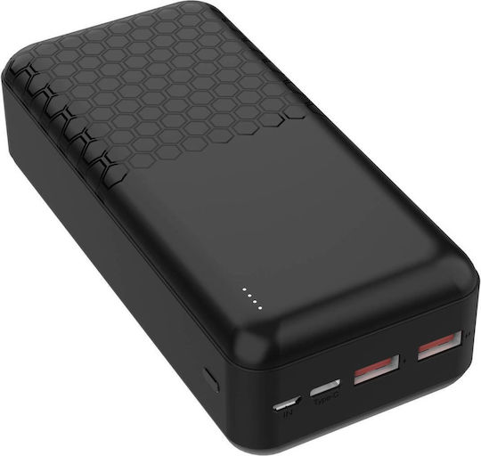 Platinet PMPB300P19 Power Bank 30000mAh 22.5W with 2 USB-A Ports and USB-C Port Power Delivery Black