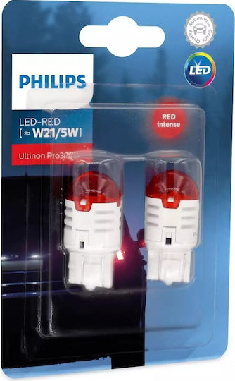 Philips Lamps Car & Motorcycle Ultinon Pro3000 SI T20 / T25 / W21W LED Red 12V 2pcs