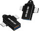 Techsuit Μετατροπέας USB-A female σε USB-C / micro USB male 1τμχ