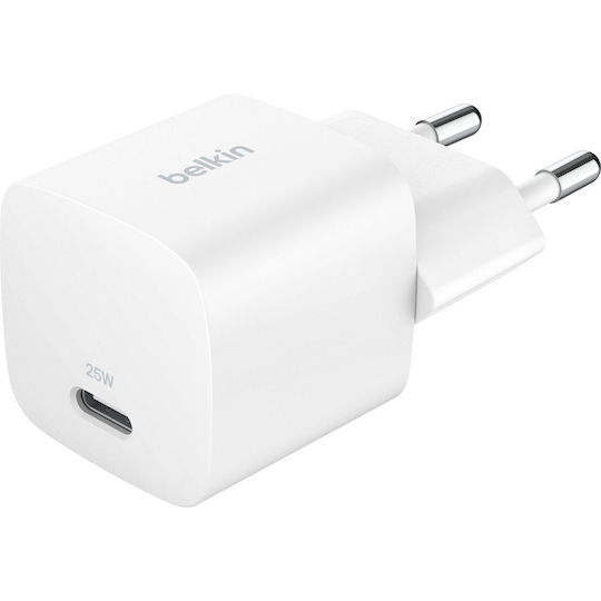 Belkin Φορτιστής Χωρίς Καλώδιο με Θύρα USB-C 25W Power Delivery Λευκός (BoostCharge)