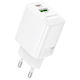 Borofone Charger Without Cable GaN with USB-A Port and USB-C Port 30W Power Delivery / Quick Charge 3.0 Whites (BN29)