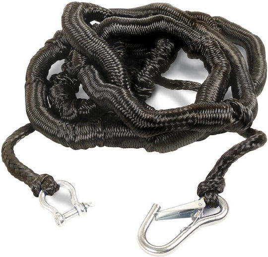 Coardă Elastică Bungee 15m Pentru Barcă – Linie de Ancorare Stretch Pentru Ponton Jet Ski Amortizare Șocuri Neagră