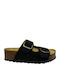 Leather Women's Flat Sandals Anatomic in Black Color