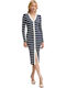 Midi Shirt Dress Wrap Blue/White