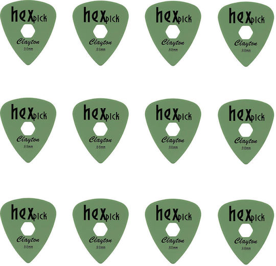 Clayton Hx88 Hex Standard Picks 0.88mm Pack of 12 Pieces