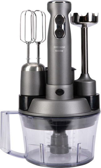 Telemax Multifunctional Food Processor 1000W with Pot 1.5lt and Jug Blender Gray