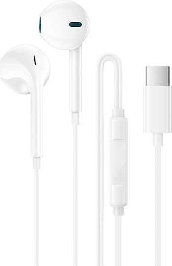 Borofone Bm100 În ureche Handsfree cu două căști cu mufă USB-C Alb