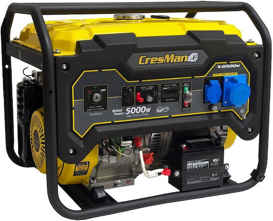 Cresman X6500e Generators Benzin mit Kickstart und maximaler Leistung 6.5kVA
