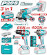TOSLI241291E Set Eckiges Rad & Schlagbohrschrauber & Schlagschrauber Brushless 20V mit 2 Batterien 4Ah und Hülle