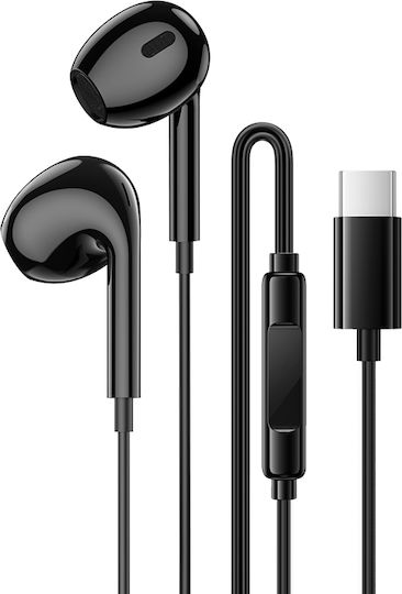 Borofone Bm100 Max Fuente In-ear Handsfree Ακουστικά με Βύσμα USB-C Μαύρο