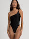 One Piece Swimsuit with One Shoulder Black