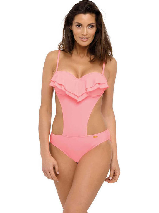 Belinda Origami M-548 One Piece Swimsuit For Large Bust Pink