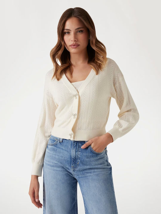 Guess Short Women's Knitted Cardigan Ecru W5YR01Z2ZK2-G012