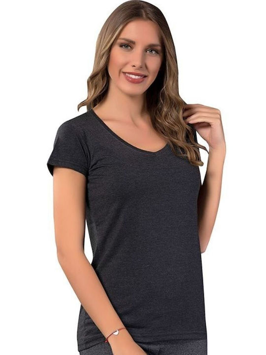Siyah Inci Mâneca scurta Charcoal Tricou pentru...