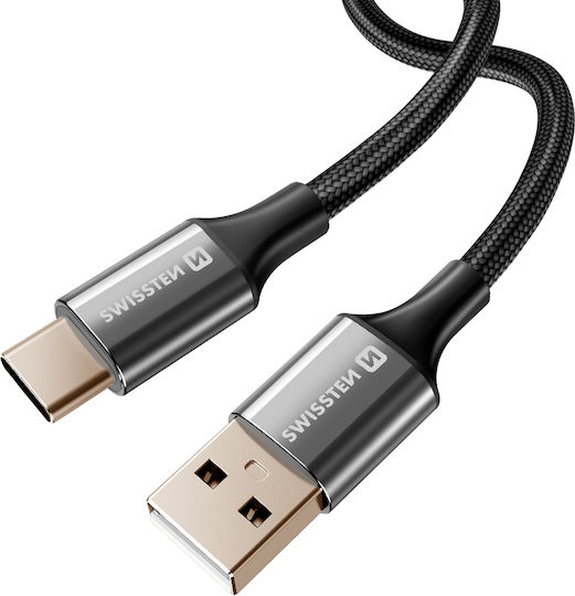 Swissten Usb To Usb-c Cable Braided Design Anti-kink Black