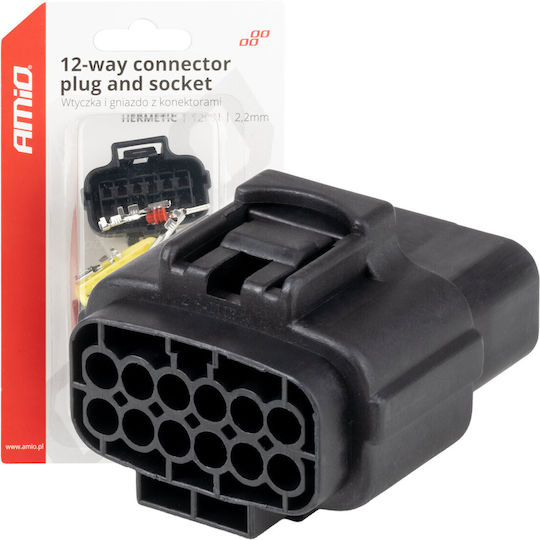 Connector Socket 12 Pin Φ2.2mm Waterproof Amio 1 Pc Amio 04352/am