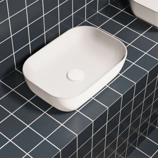 Zen-On Aufgesetztes Waschbecken Porzellan mit Wasserhahn 45.8x32.5cm White