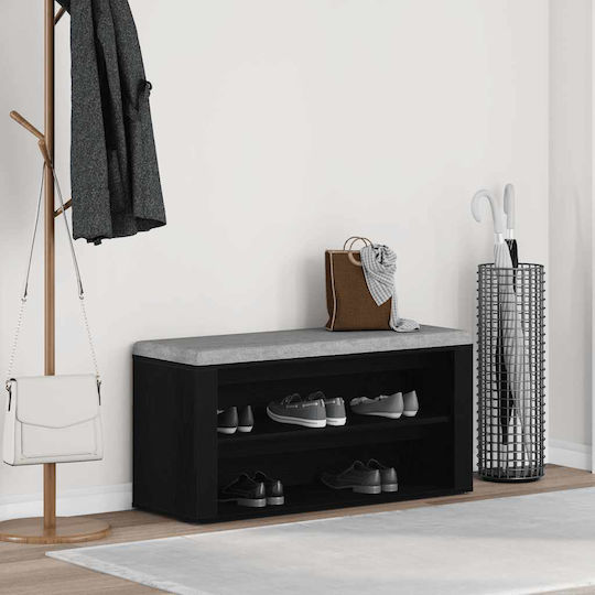 Entry Furniture with Shoe Rack & Bench Black Oak 100x35x45cm