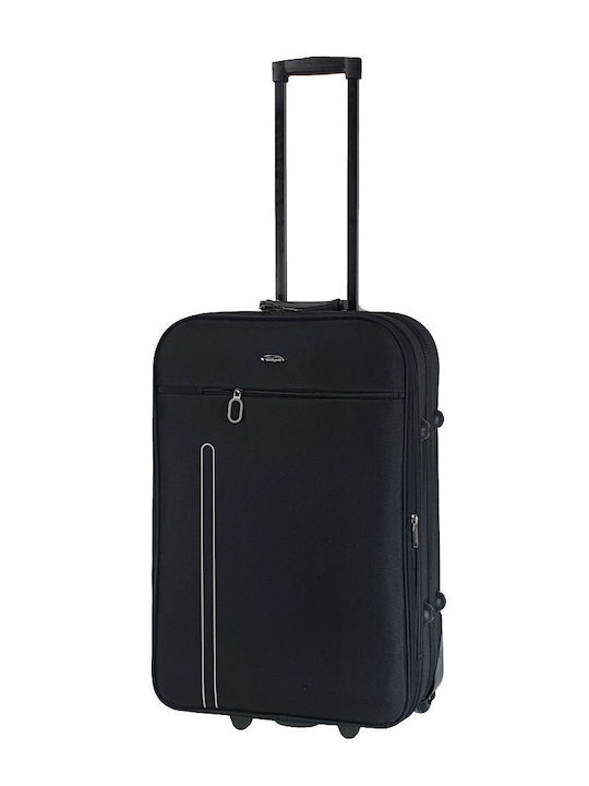 Seagull Medium Black Travel Suitcase With 4 Wheels Height 65cm
