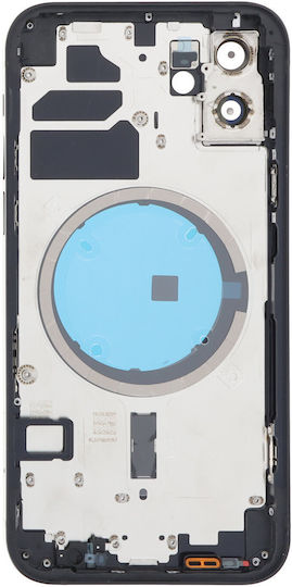Apple iPhone 12 Cadru Mijloc Ușă Baterie Rama Spate + Piese Mici Negru Logo OEM