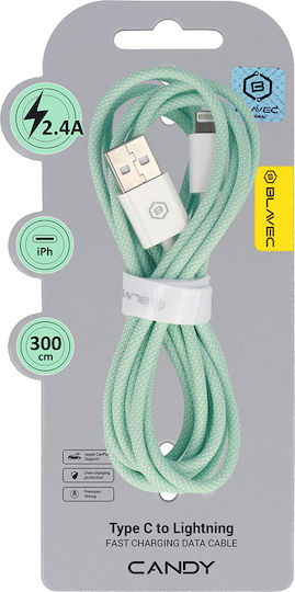 Blavec Braided USB-A to Lightning Cable Πράσινο 3m (tt98129)