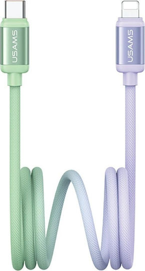 Usams Series Редовна USB-A към Lightning кабел 30W Зелен 1.2м (SJ757USB02)