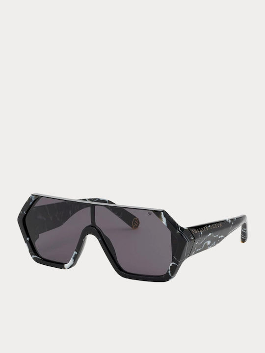 Philipp Plein Men's Sunglasses with Black Plastic Frame and Gray Lens SPP047 0Z21