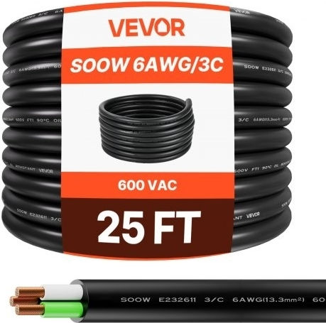 Vevor Удължителен кабел с прекъсвач с дължина 7.62м Меден