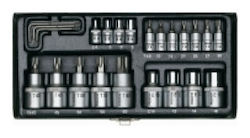 Proxxon Bit-Stecknüsse Pneumatisch mit Bits Torx, Platz und Antriebsvierkant 1/2'' Set 23Stück