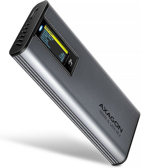 Axagon Θήκη για Σκληρό Δίσκο M.2 SATA III NVME με σύνδεση SATA USB 3.2 Type-C σε Γκρι χρώμα