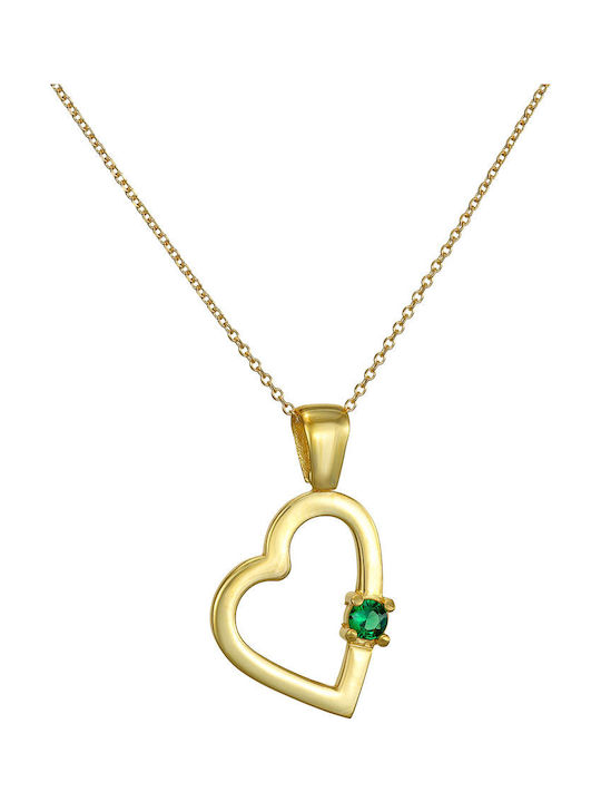 Dio Jewellery Lab Necklace with design Heart from Silver with Zircon
