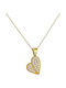 Dio Jewellery Lab Necklace with design Heart from Gold Plated Silver with Zircon