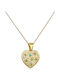 Dio Jewellery Lab Necklace with design Heart from Gold Plated Silver with Zircon