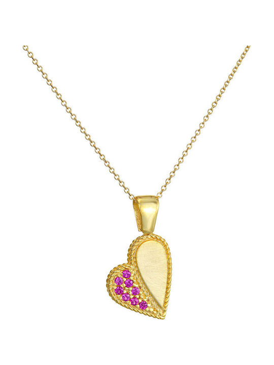 Dio Jewellery Lab Necklace with design Heart from Gold Plated Silver with Zircon