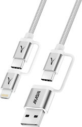 Akashi 4-in-1 Usb-c + Lightning Kabel Apple Carplay Android Auto Kompatibel Grau