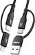 Akashi Mehrere Anschlusskabel 4 In 1 Usb-c Usb Zu Usb-c Lightning Ladung 20w 1m Schwarzes
