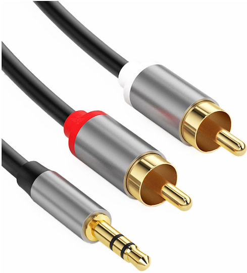 Avizar Audio Jack 3.5mm To 2 Rca Double Shield 1.5m Cable Black