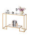 Console Table Metal with Glass Surface Golden L107xW35.4xH75.5cm