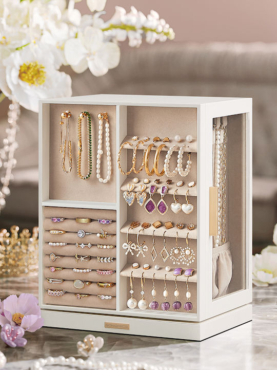 Songmics Wooden Jewellery Box with Drawer White 24x17x28cm